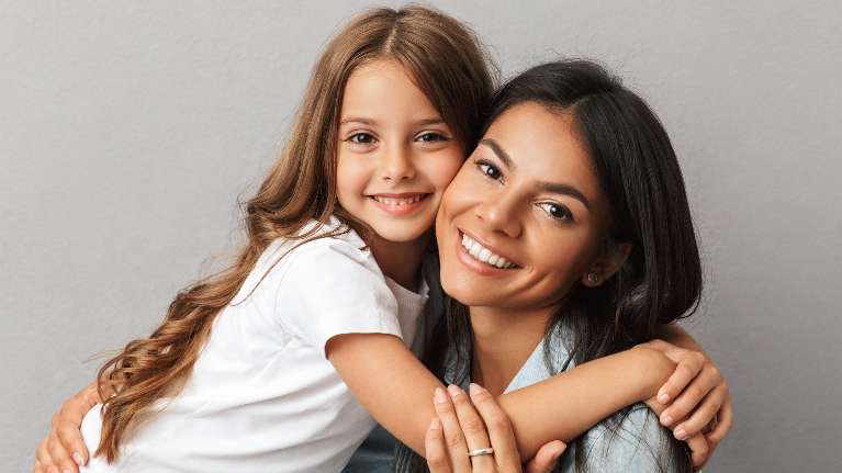 mom and daughter at the dentist in harrisonburg va